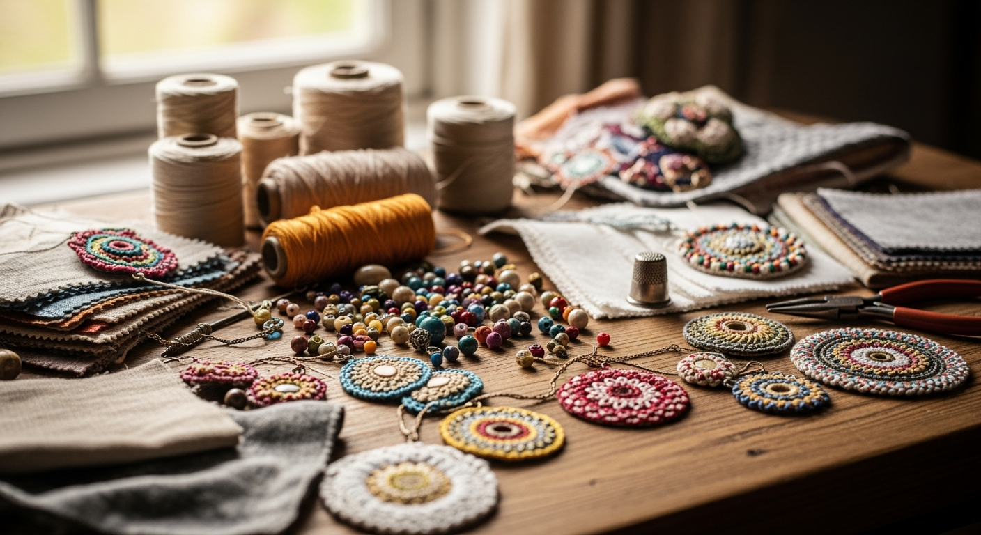 Создание текстильных украшений в мастерской